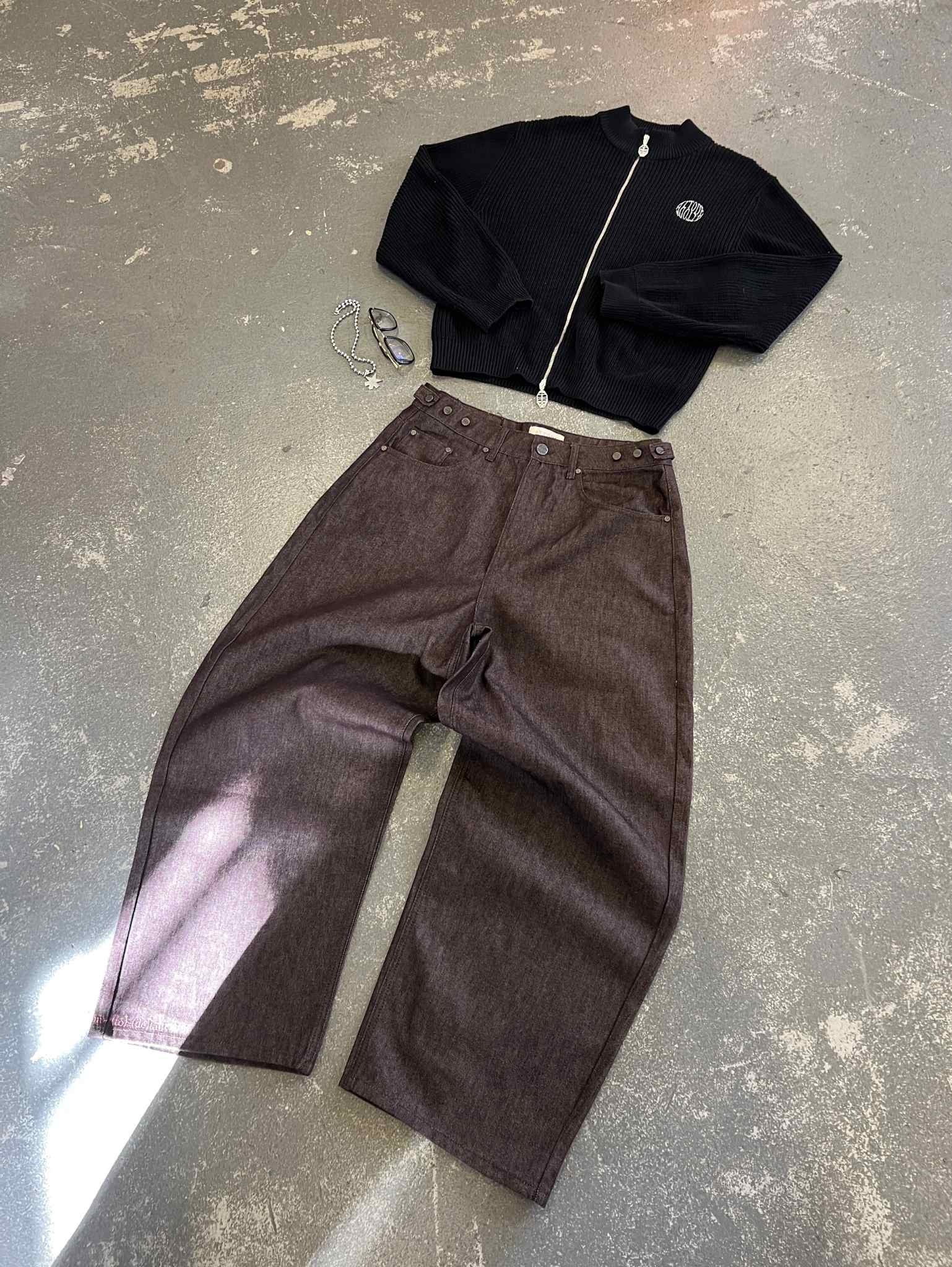 Raw Denim Jeans Mahogany Brown - ATTODE