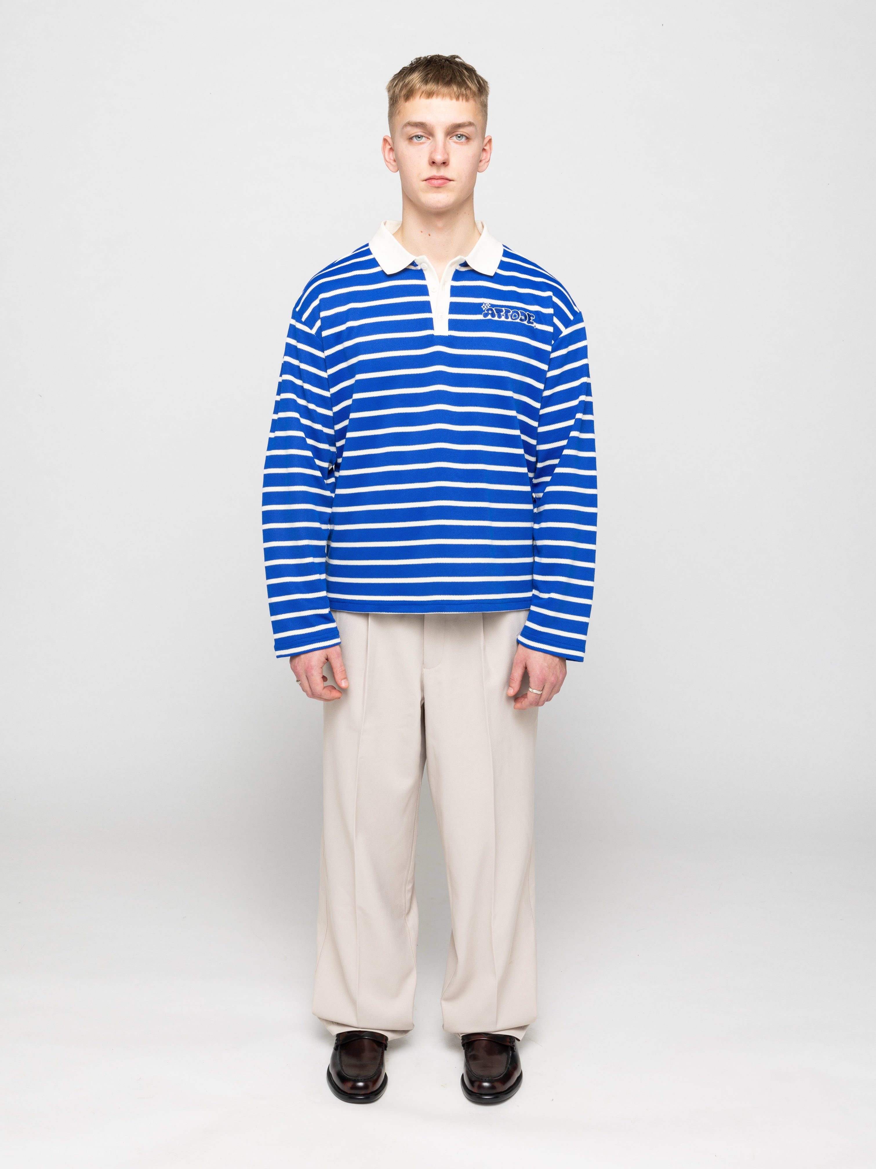 Striped LS Polo Shirt Blue/White - ATTODE