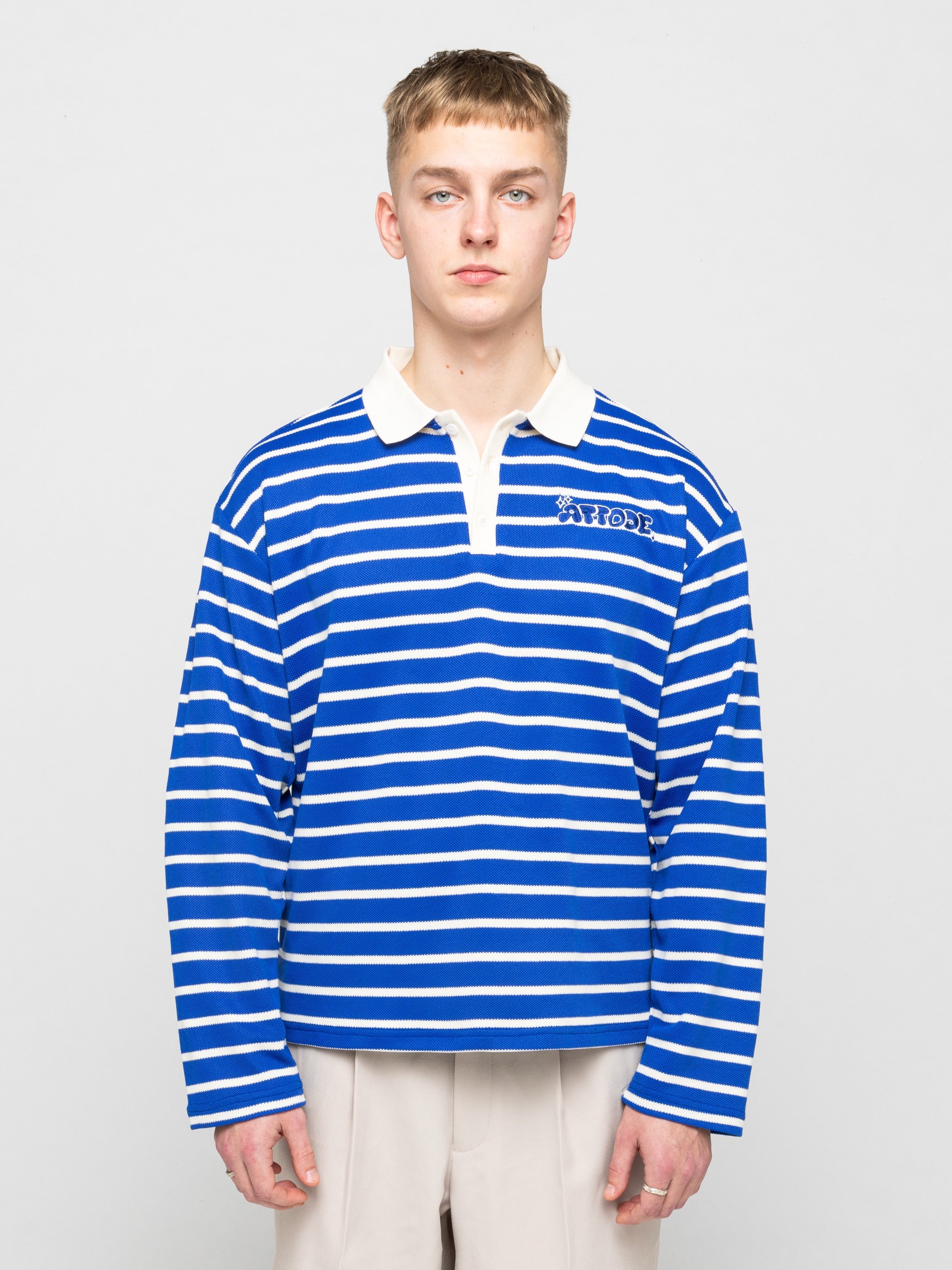 Striped LS Polo Shirt Blue/White - ATTODE