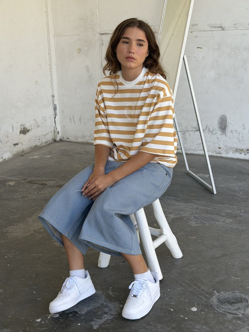 Striped T-Shirt Mustard/Ecru - ATTODE