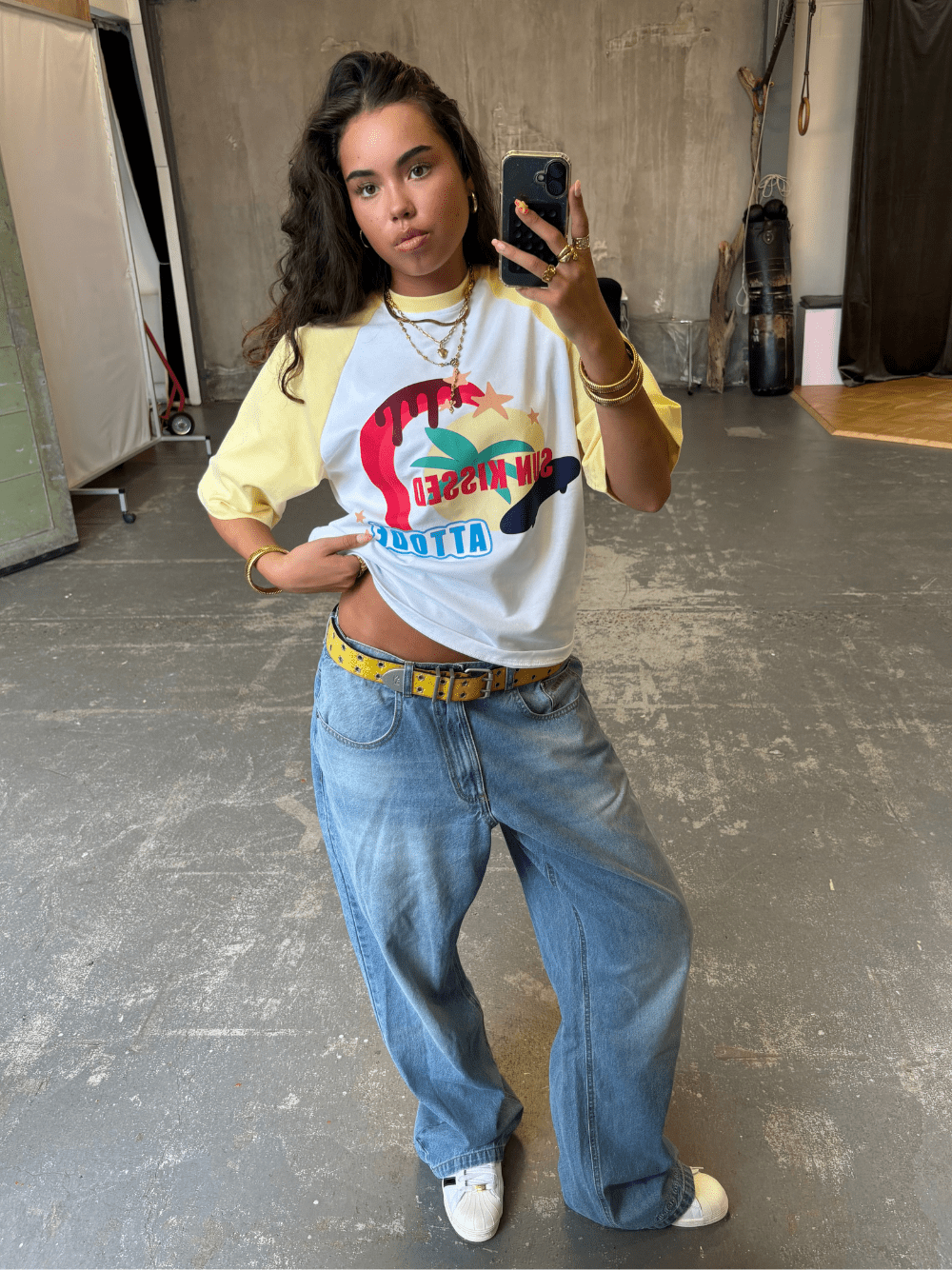 Sun Kissed Raglan T-shirt White/Yellow - ATTODE