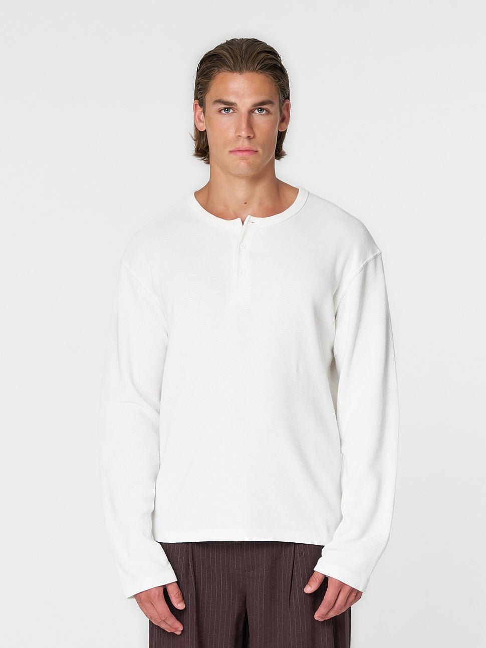 Waffle Henley L/S White - ATTODE