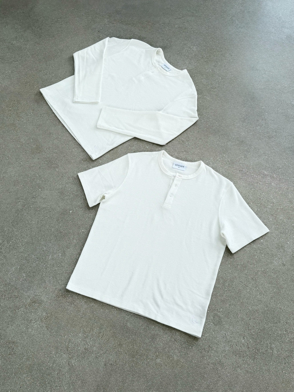 Waffle Henley L/S White - ATTODE