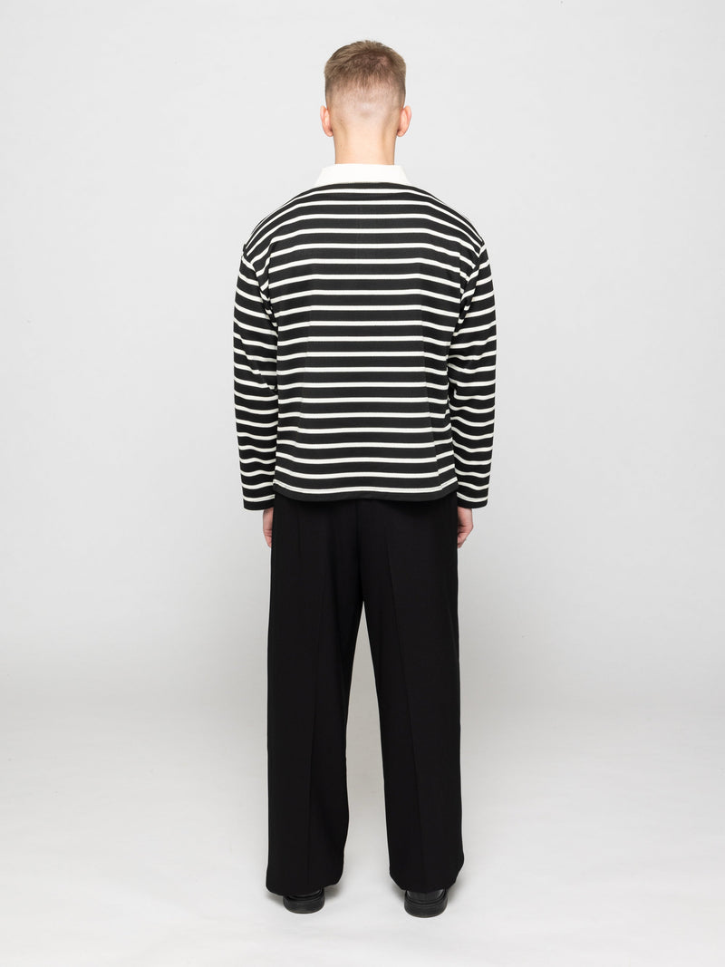 Wide Leg Pleated Suit Pants Black - ATTODE