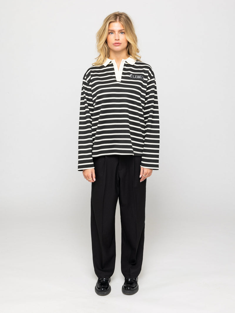 Wide Leg Pleated Suit Pants Black - ATTODE