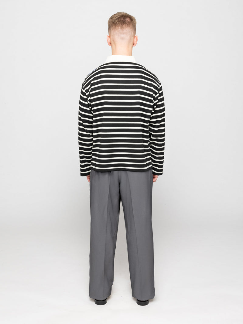 Wide Leg Pleated Suit Pants Grey - ATTODE