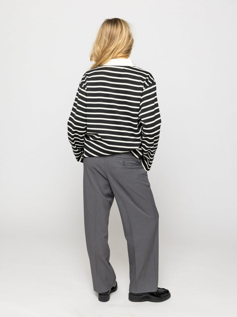 Wide Leg Pleated Suit Pants Grey - ATTODE