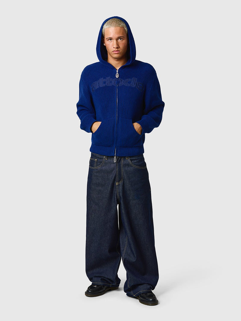 Wide Leg Raw Denim Jeans Navy - ATTODE