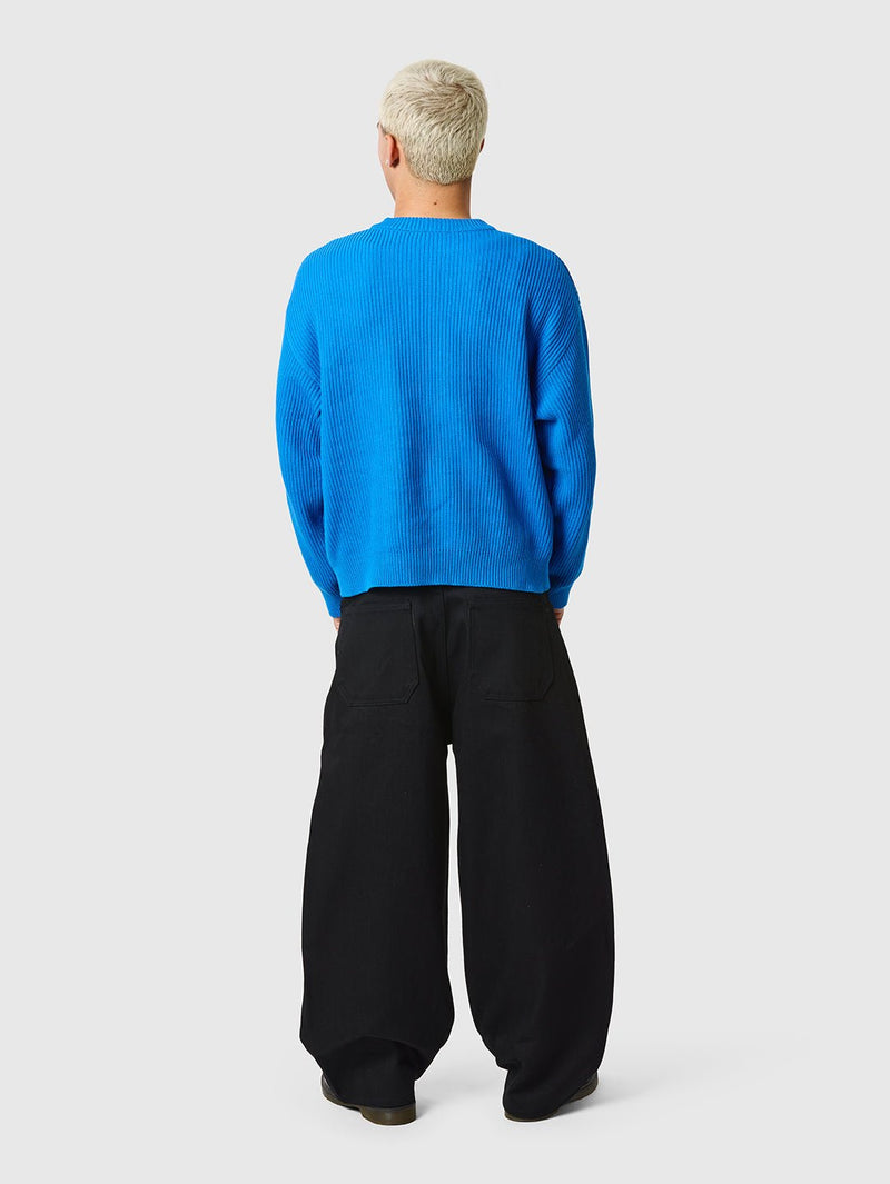 Wide Leg Raw Denim Jeans Solid Black - ATTODE