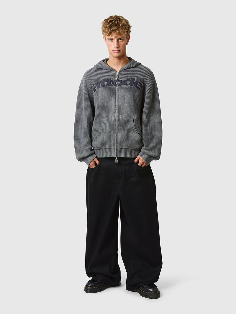 Zip Knit Hoodie Dark Grey - ATTODE